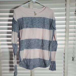 Striped Pink and Gray Women's Sweater
